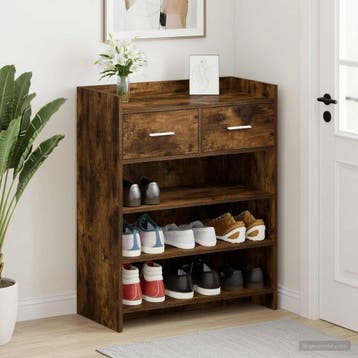 vidaXL Schoenenkast Gerookt eiken 73,5 x 36 x 92 cm Bewerkt, Verzenden, Nieuw
