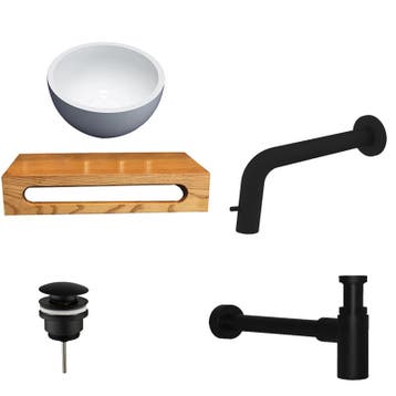 Sani Royal Solid Surface Waskom Rond met Massief, Nieuw