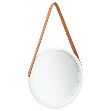 vidaXL Wandspiegel met band 40 cm wit, Verzenden, Nieuw