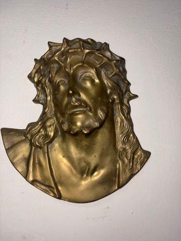 sculptuur, Cristo con corona di spine - 21 cm - Brons