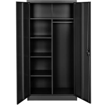 Lockerkast met 6 vakken en hanggedeelte - zwart, 80 cm, Verzenden, Nieuw