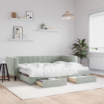 vidaXL Slaapbank onderschuifbed en lades 80x200 cm fluweel, Eenpersoons, Verzenden, Nieuw, 80 cm