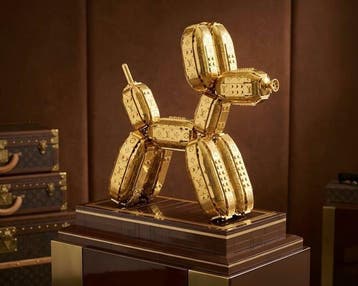 AT9 - Golden Balloon Dog: LV Bricks - Canvas 50x40cm -, Nieuw