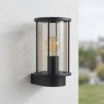 Buiten Wandlamp rond | Zwart | E27 fitting | Gracey, Ophalen of Verzenden, Nieuw, Metaal, E27 (groot)