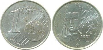 Fehlpraegung 1 Cent 2001 Frankreich unplattiert bfr, Verzenden
