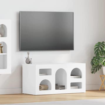 vidaXL TV-kast ELST 80 x 35 x 40 cm Hoogglans wit Bewerkt, Huis en Inrichting, Minder dan 50 cm, Verzenden, Nieuw, Minder dan 100 cm