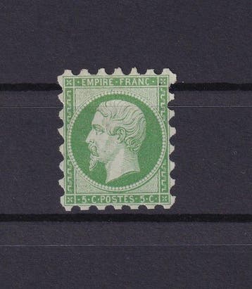 Frankrijk 1854 - Zeldzame Zwitserse piquage op Napoléon 5c, Gestempeld