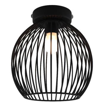 Industriële badkamer plafondlamp zwart, Wiro, IP44, Ophalen of Verzenden, Nieuw, Metaal