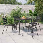 vidaXL 5-delige Tuinset staal antracietkleurig, 4 zitplaatsen, Verzenden, Nieuw, Rvs