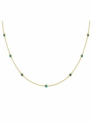 Halsketting - 14 karaat Geel goud - 0.75ct. tw. Smaragd, Nieuw