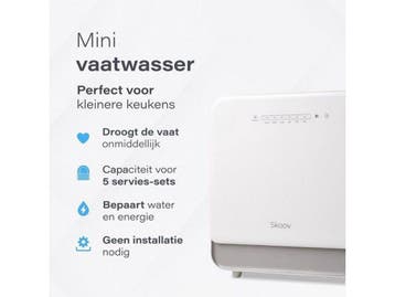 Skoov Mini Vaatwasser - Vrijstaand - 6 Programmas 900 Watt, Verzenden, Nieuw