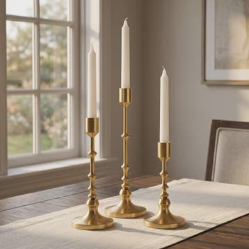 Set van 3 Unieke Metalen Kaarsenstandaards - Goud & Zwart -, Verzenden, Nieuw