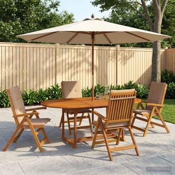 vidaXL 5-delige tuin eetset Naturel Massief Acaciahout, Verzenden, Nieuw