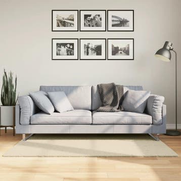vidaXL Vloerkleed HUARTE laagpolig zacht wasbaar 80x150 cm, Verzenden, Nieuw, Crème