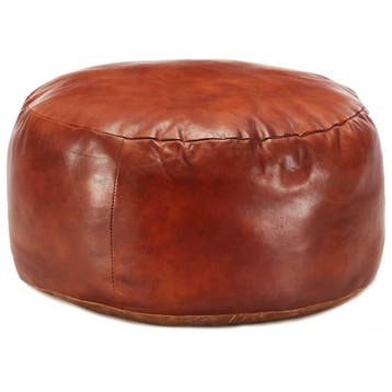 vidaXL Poef 60x30 cm echt geitenleer tan, Verzenden, Nieuw