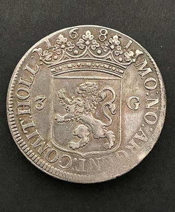 Nederland, Holland 3 Gulden 1681, Postzegels en Munten, Munten | Nederland
