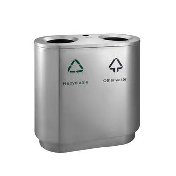 Recycling afvalbak indoor 2x41 ltr - Mat RVS, Verzenden, Nieuw