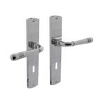 Deurklink Helena op schild sleutelgat 56mm chroom - deurb..., Ophalen of Verzenden, Nieuw, Chroom, Klink of Kruk