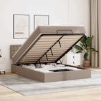 vidaXL Bed poef met matrassen en LEDs 140x200cm kunstleer, Overige materialen, Bruin, Verzenden, 140 cm