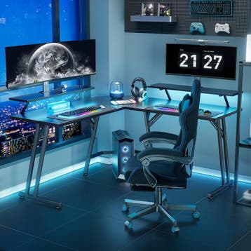 Gaming bureau - Gaming desk - Hoekbureau - 130x130 cm - Zwar, Verzenden, Zo goed als nieuw