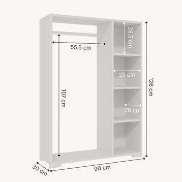 Kledingkast 123x90x30 cm Nesbyen wit [en.casa], Verzenden, Nieuw