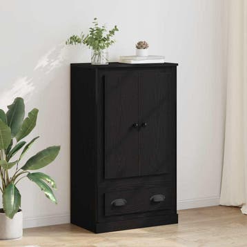 vidaXL Highboard Zwart Eiken 60 x 35,5 x 103,5 cm Bewerkt, Minder dan 50 cm, Verzenden, 100 tot 150 cm, Nieuw