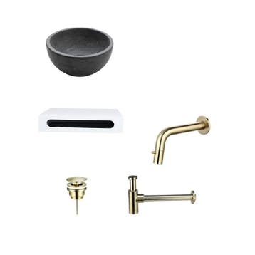 Sani Royal Natuursteen Mini Waskom met Solid, Nieuw