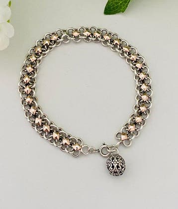Zilver, Art Nouveau - Frankrijk- Filigraan - Schakelarmband