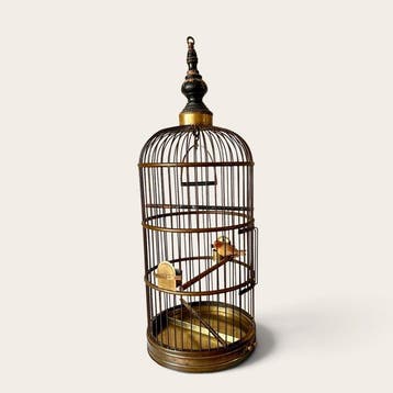 Vogelkooi - messing - Grote vintage vogelkooi