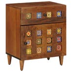 vidaXL Nachtkastje met lade Bruin 50 x 33 x 60 cm Massief, Verzenden, Nieuw, 55 tot 70 cm, 45 tot 65 cm