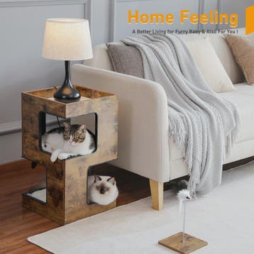 Moderne Houten Kattenboom met Krabpaal, Slaapplek en Speeltj, Verzenden, Nieuw