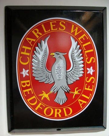 Emaillebord Brouwerij Charles Wells Bedford Ales in