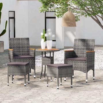 vidaXL 5-delige Loungeset poly rattan grijs, Verzenden, Nieuw, Loungeset