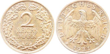 Duitsland 2 Reichsmark 1931 G vz Archiv Franquinet J 320..., Verzenden