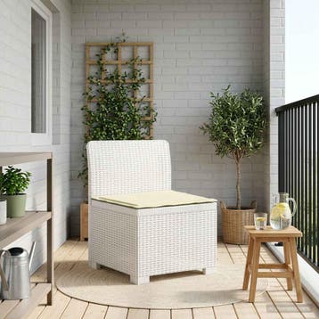 vidaXL Eénpersoons Tuinbank met Kussen Rattan Look PP Wit, Verzenden, Nieuw