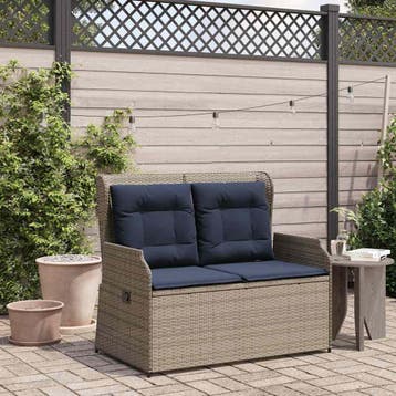 vidaXL Tuinbank Grijs poly rattan, Tuin en Terras, Tuinsets en Loungesets, Verzenden, Nieuw, Rotan