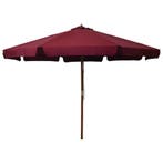 vidaXL Parasol met houten paal 330 cm bordeauxrood, Verzenden, Nieuw, 3 tot 4 meter