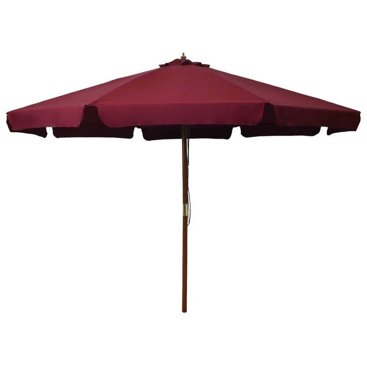 vidaXL Parasol met houten paal 330 cm bordeauxrood, Tuin en Terras, Parasols, Nieuw, 3 tot 4 meter, Verzenden