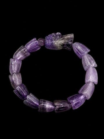 Prachtige natuurlijke amethist Feng Shui draakarmband -