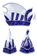 Prins Carnaval Steek Muts Blauw Prinsenmuts Raad Elf Zilver, Ophalen of Verzenden, Nieuw, Overige maten, Carnaval