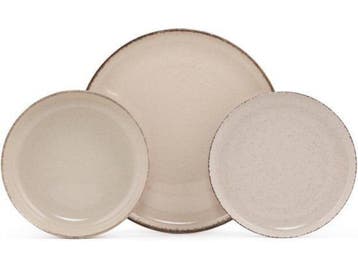 Asir Dinneret - Set van 18 borden - Porselein - Crème (18, Huis en Inrichting, Verzenden, Nieuw