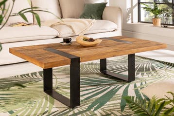 Massieve salontafel IRON CRAFT 100cm bruin naturel mangohout, Huis en Inrichting, Ophalen of Verzenden, Nieuw