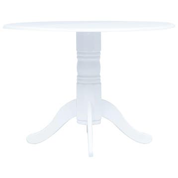 vidaXL Eettafel 106 cm massief rubberwood wit, Verzenden, Nieuw