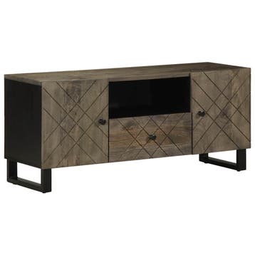 vidaXL Tv-meubel 105x33x46 cm massief mangohout zwart, Huis en Inrichting, Woonaccessoires | Cd- en Dvd-rekken, Verzenden, Nieuw