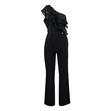 Rinascimento • zwarte jumpsuit ruches • M, Maat 38/40 (M), Verzenden, Zwart, Rinascimento