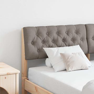 vidaXL Gestoffeerd hoofdbord Taupe 135 cm Massief grenenhout, Verzenden, Nieuw, Bruin, Hout