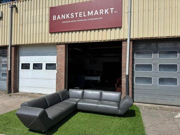 Leolux Rising Dunes Hoekbank grijs design bankstel ZGAN, Design, Hoekbank, Zo goed als nieuw, Leer