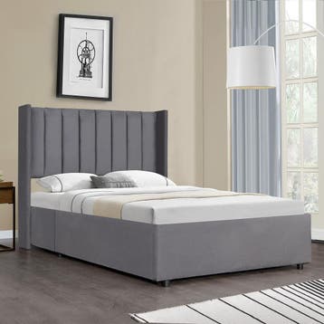 Gestoffeerd bed Savona - 200 x 140 cm - Donkergrijs - Incl., Verzenden, Nieuw