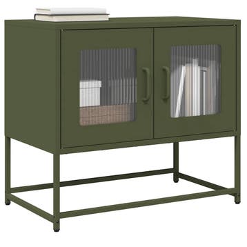 vidaXL Tv-meubel 68x39x60,5 cm koudgewalst staal olijfgroen, Verzenden, Nieuw, Metaal