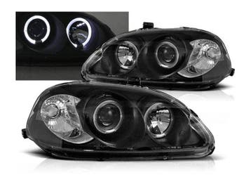 Angel Eyes koplampen Black geschikt voor Honda Civic, Auto-onderdelen, Verlichting, Verzenden, Nieuw, Honda